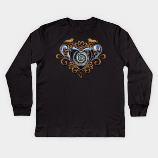 Wonderful steampunk heart with clocks gears and lion Kids Long Sleeve T-Shirt